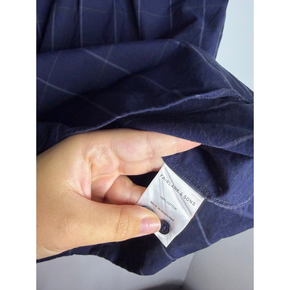 Fairlane & Sons Blue Long Sleeve Button Up Shirt Size Medium Tall 100% Cotton - Picture 3 of 5